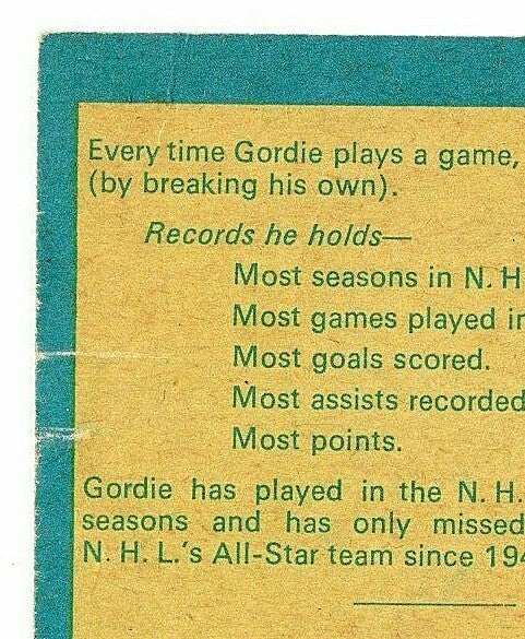 1969-70 OPC O PEE CHEE # 193 GORDIE HOWE RARE WITH/NO MR HOCKEY 