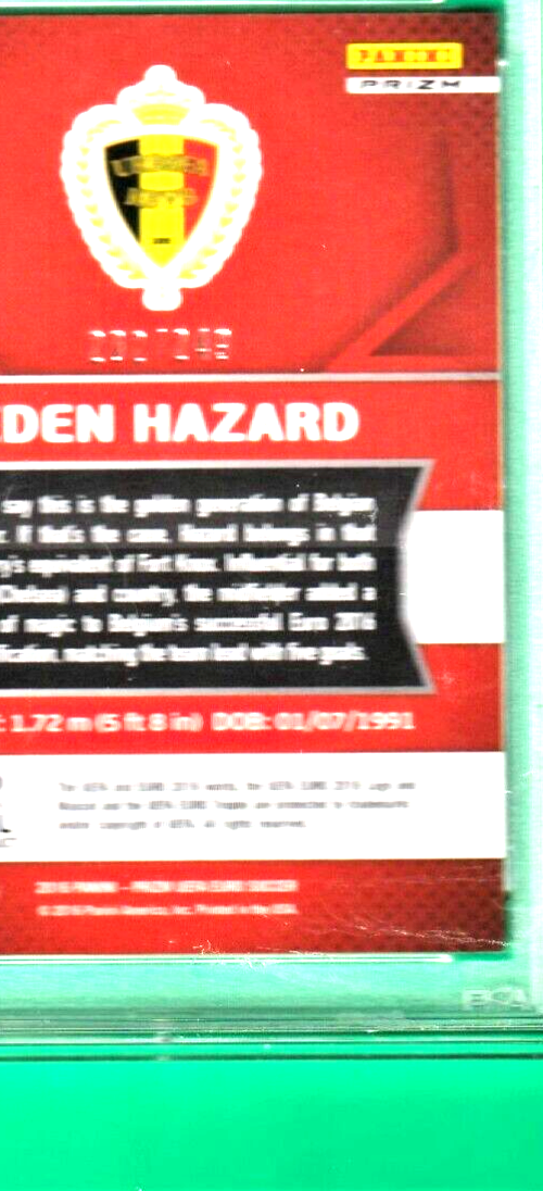 2016 Panini Prizm UEFA Blue     -     Eden Hazard   -   202/249   #22 PSA 9 MINT