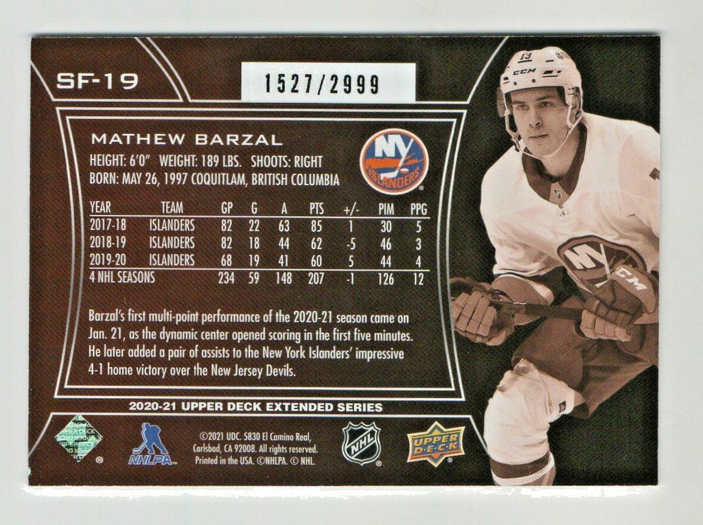 Mathew Barzal SF-19 - 2020-21 Extended Series - SPx Finite - 1527/2999 Islanders