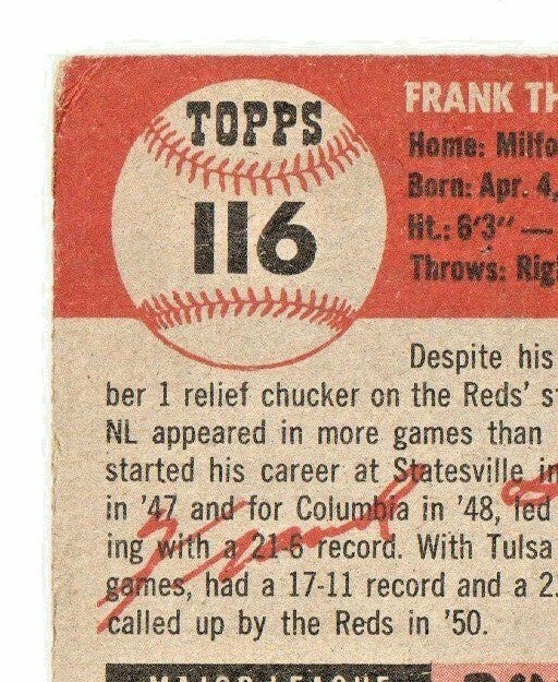  1953 Topps Set Break # 116 Frank Smith - Cincinnati Reds Pitcher