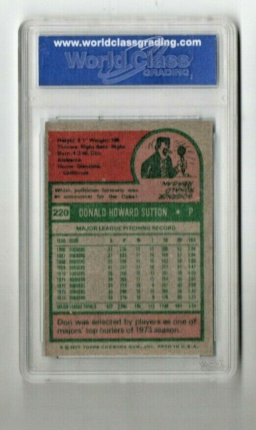 1975 Topps DON SUTTON #220 Los Angeles Dodgers HOF  - WCG - 10 GEM-MT