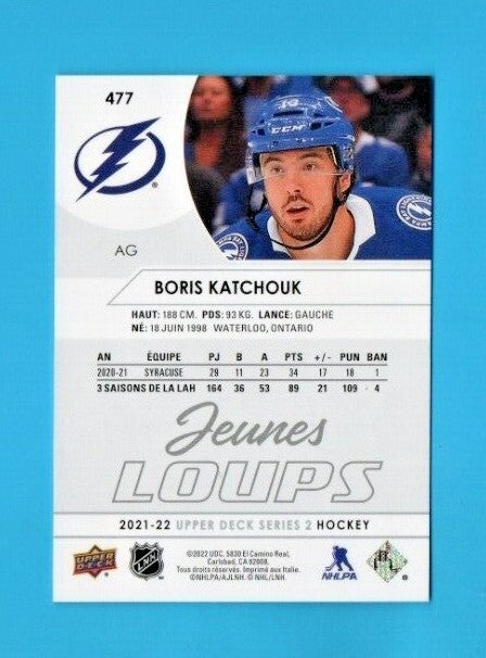 Boris Katchouk 2021-22 Upper Deck Series 2  French Young Guns JEUNES LOUPS #477