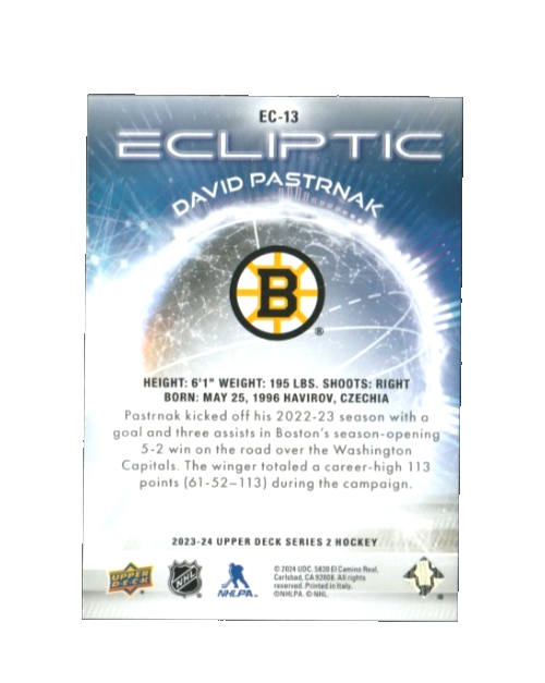 2023-24 UD Upper Deck Series 2  Ecliptic Ec-13 -  David Pastrnak - Boston Bruins