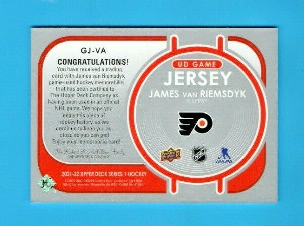 2021-22 Series 1 Game Jersey Relic #GJ-VA James van Riemsdyk - Flyers - White