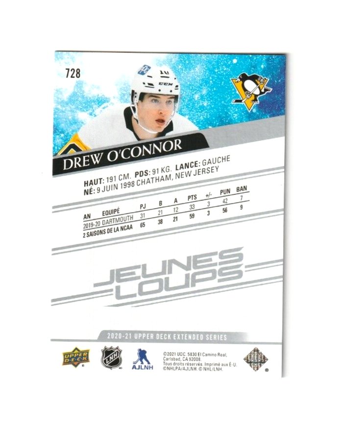 2020-21 Upper Deck Extended Young Guns French #728 Drew O'Connor -  Jeunes Loups