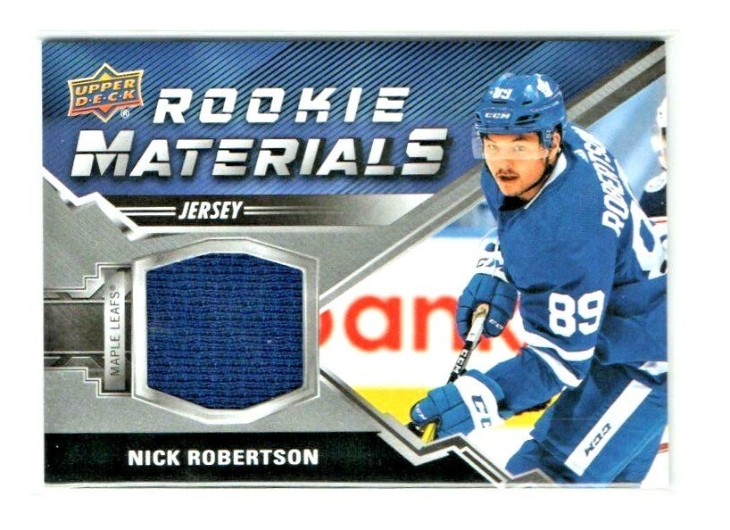 2020-21 Upper Deck Series 2 Nick Robertson Rookie Materials Patch RM-NR - Blue