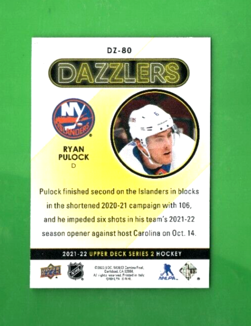 2021-22 Upper Deck Dazzlers  RED   #DZ-80  - Ryan Pulock  - New York Islanders