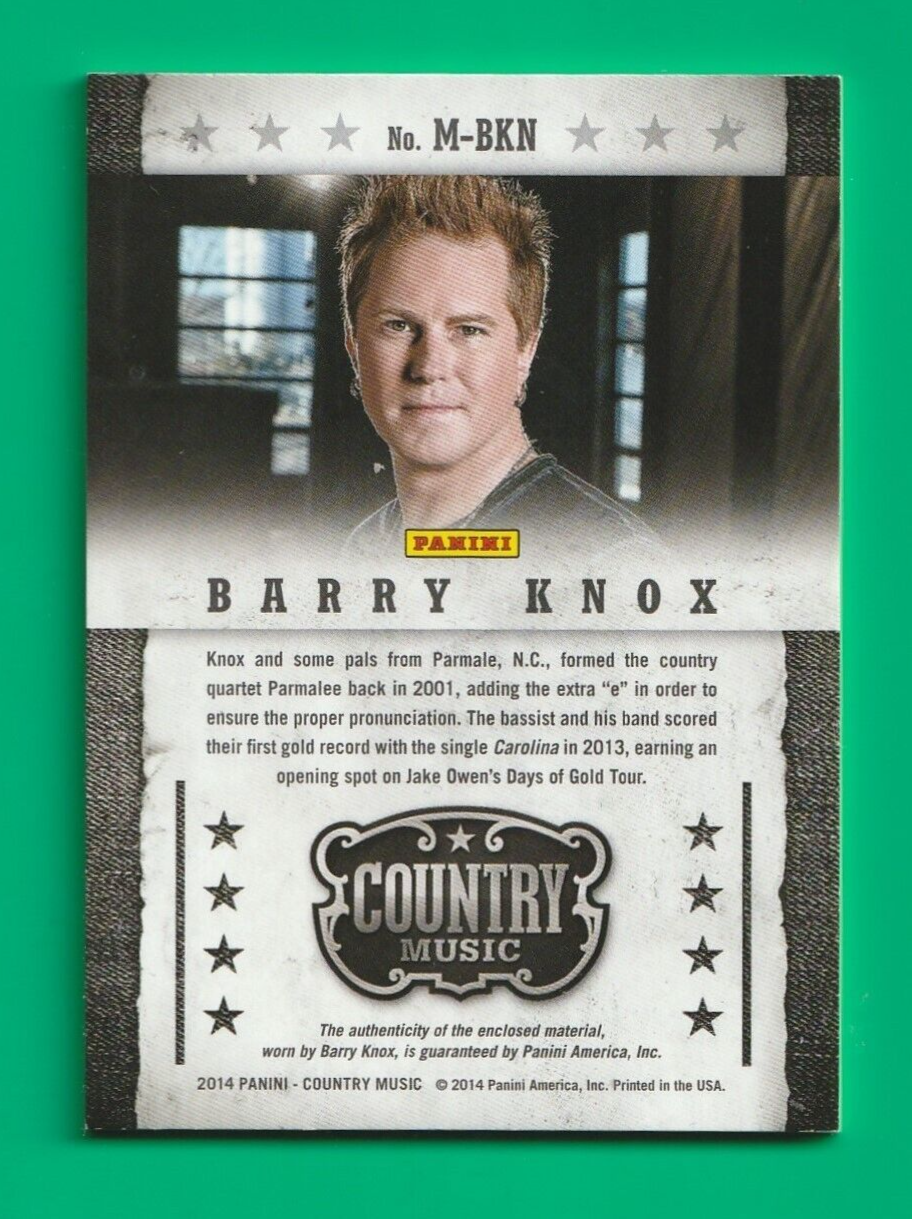 BARRY KNOX - 2014 Panini Country Music - Musician Materials -    399/399