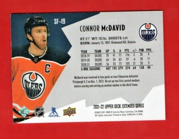 Connor McDavid  2021-22 UD Extended SPxFinite Radiance (GOLD)   # SF-19  419/799