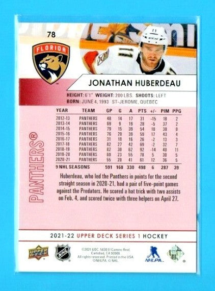  2021-22 Upper Deck Series 1 JONATHAN HUBERDEAU Exclusives  097/100  #78 Florida
