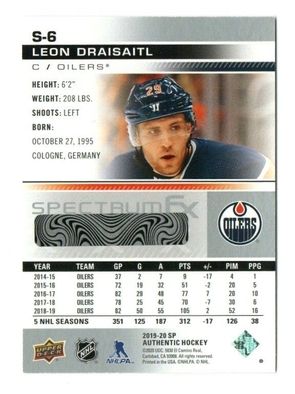 2019-20 SP AUTHENTIC SPECTRUM FX LEON DRAISAITL S-6 OILERS *UNSCRATCHED*