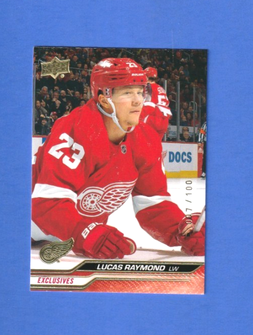 2023-24 Upper Deck Series 2 EXCLUSIVES 007/100  LUCAS RAYMOND  Detroit Red Wings