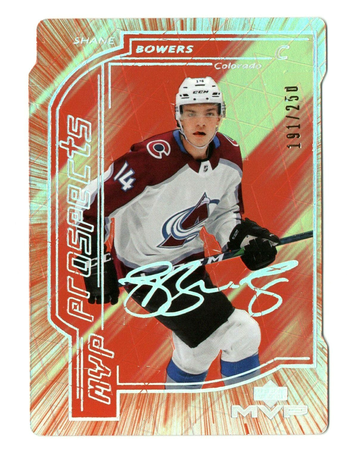 Shane Bowers 2020-21 Upper Deck MVP Prospects Orange Die Cut SP RC #191/250 Aval