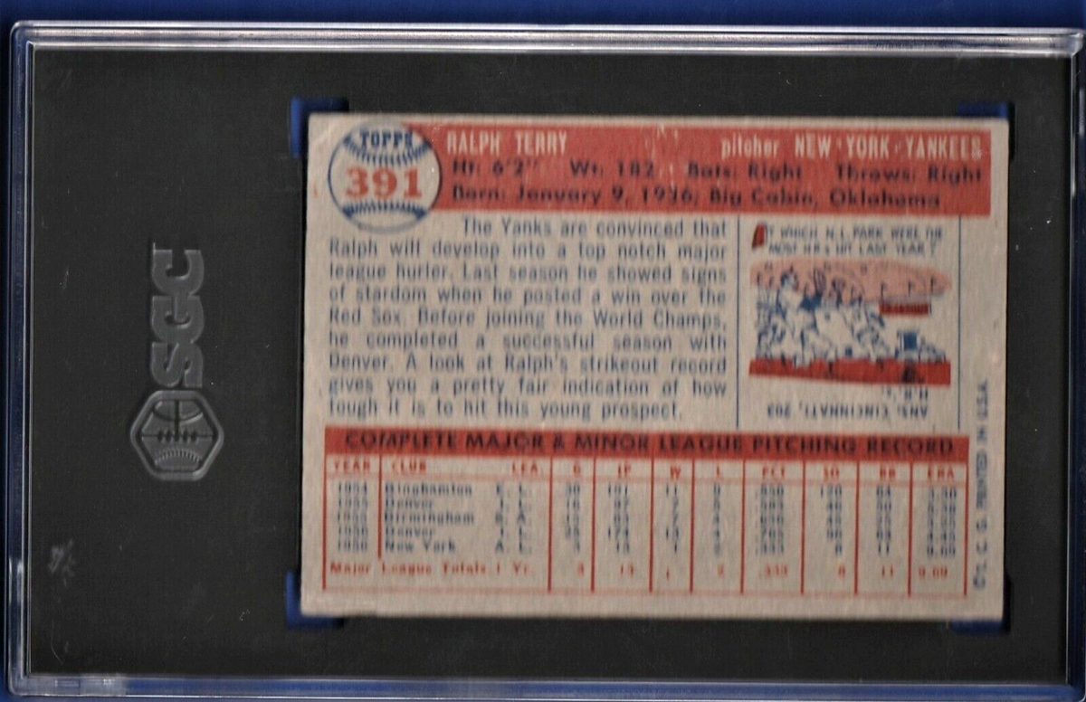 1957 Topps #391  -   Ralph Terry  -  RC  -  Rookie  (New York Yankees) Hi number