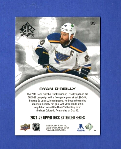 2021-22 Upper Deck Extended   Reflections Ruby #33  -  020/500  -  Ryan O'Reilly
