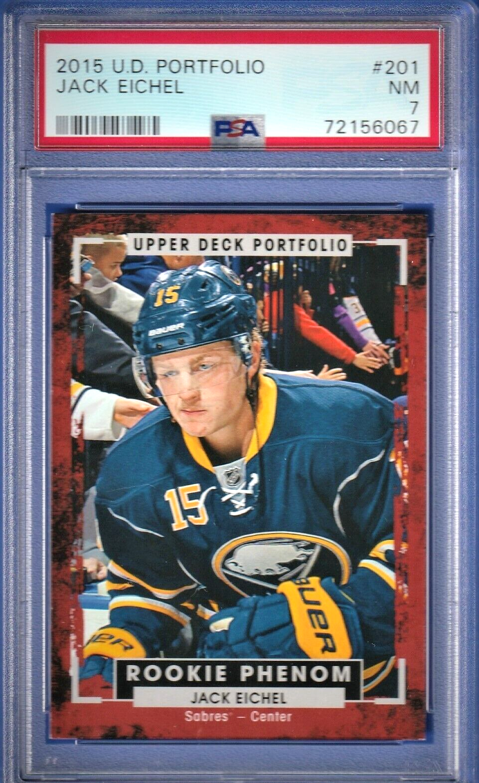 2015 Upper Deck  Portfolio  -  Jack Eichel  -  ROOKIE #201   PSA 7 NRMT