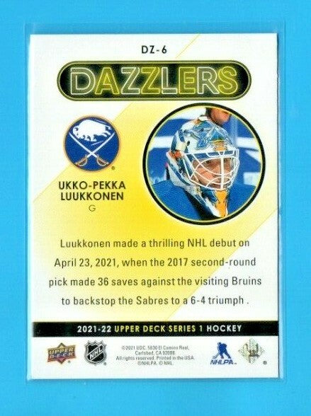 2021-22 Upper Deck Series 1 Red Dazzlers  #DZ-6  Ukko-Pekka Luukkonen  Sabres