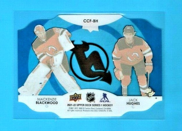 2021-22 Upper Deck Clear Cut Foundations Jack Hughes/Mackenzie Blackwood -Devils