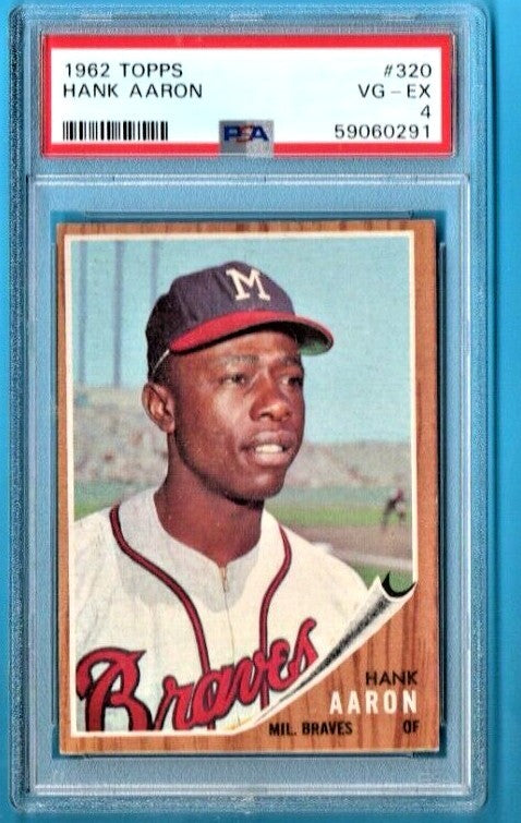 1962 Topps Hank Aaron #320 Milwaukee Braves HOF  -  PSA  VG-EX 4