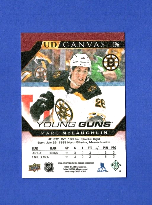 2022-23 UD Series 1 -   Canvas YOUNG GUNS  Marc McLaughlin C96  -  Boston Bruins