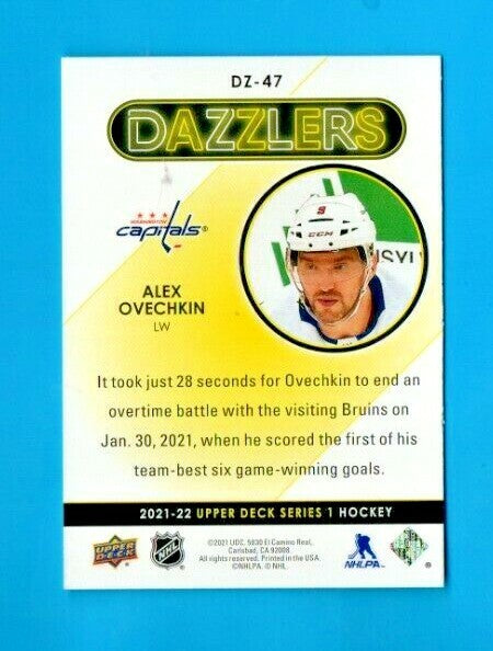 2021-22 Upper Deck Series 1 Dazzlers Green ALEX OVECHKIN Washington Capitals