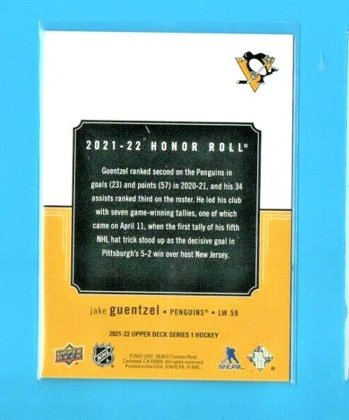 Jake Guentzel 2021-22 Upper Deck Series 1 Honor Roll Rainbow Parallel 237/250