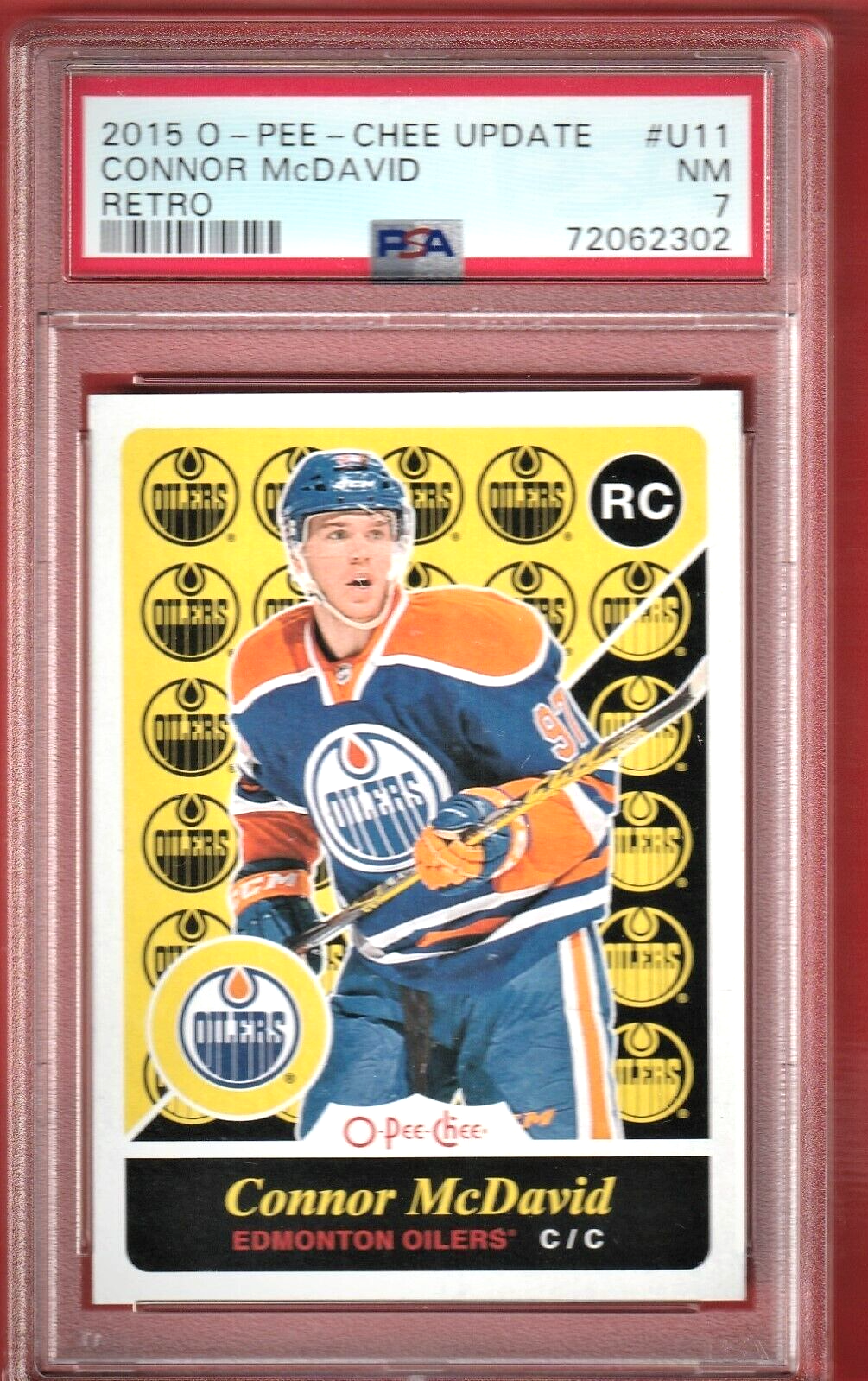 2015 O-Pee-Chee  Update  -  Connor McDavid   Rookie   #U11 NM PSA 7 RC -  Oilers