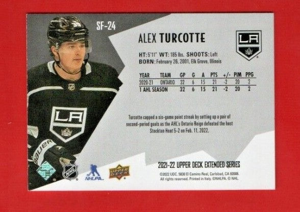 Alex Turcotte 2021-22 UD Extended SPxFinite Radiance (GOLD)   # SF-24 -- 074/799