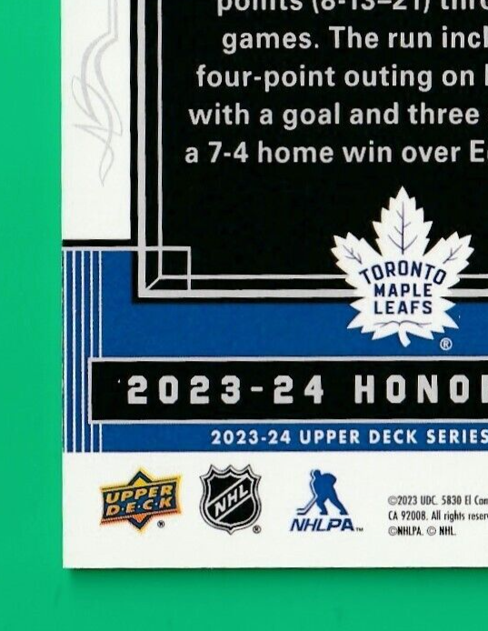 2023-24 Upper Deck Series 1 Honor Roll Silver Rainbow /250 Mitch Marner #HR-16