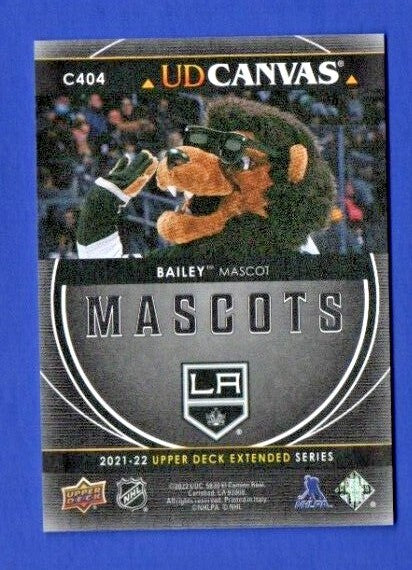 2021-22 Extended Series UD Canvas Black Mascots #C404 Bailey - Los Angeles Kings