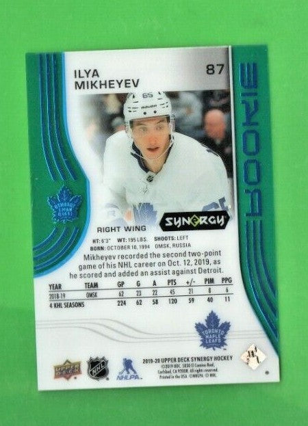 2019-20 Upper Deck Synergy Ilya Mikheyev ROOKIE 272/399 #87 Blue Parallel  Leafs