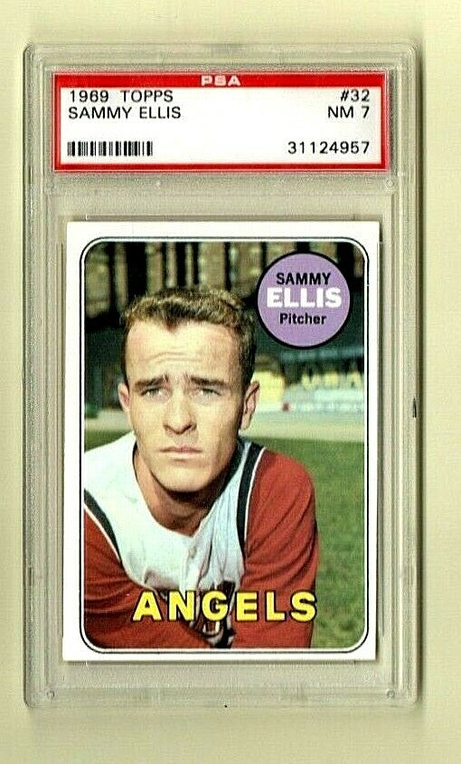1969 Topps Baseball #32 - Sammy Ellis - California Angels Pitcher - PSA 7 NRMT