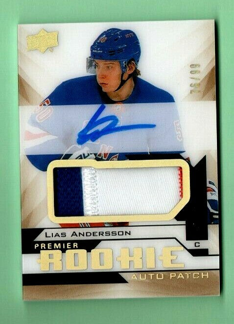 2018/19 UD PREMIER LIAS ANDERSSON AUTO/PATCH ROOKIE 76/99 --  New York Rangers