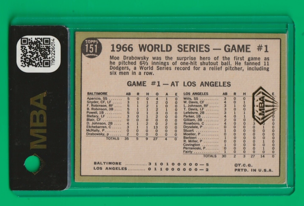 1967 Topps   -  World Series Game 1     #151   -  MBA AUTHENTIC