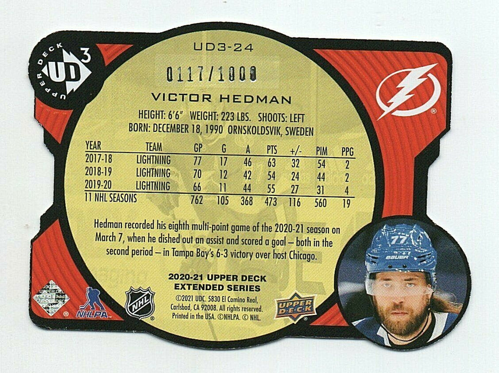 2020-21 Upper Deck Extended UD3 - Victor Hedman - UD3-24 0117/1000  -  Tampa Bay