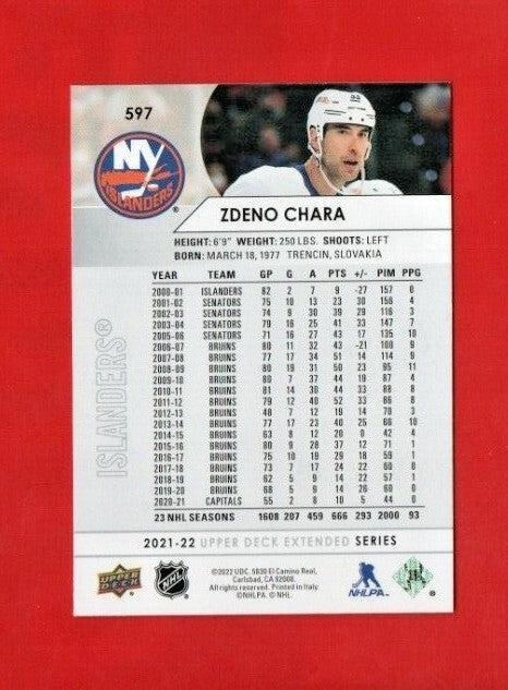 2022-23 Upper Deck Extended 2021-22 Photo Variation 1:144 Zdeno Chara  Islanders