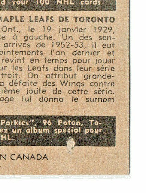 1954-55 PARKHURST #27 GORDIE HANNIGAN - Toronto Maple Leafs --  EX-EX+