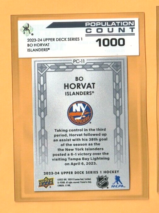 2023-24 Upper Deck Series 1  -  #PC-11    Bo Horvat   -    Population Count 1000