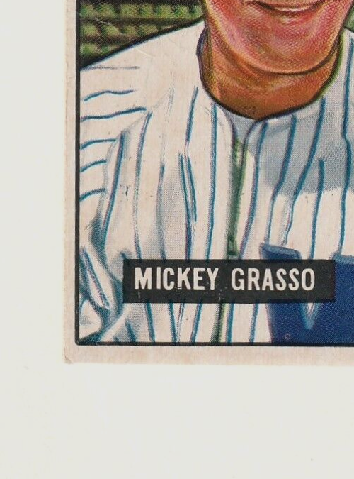 1951 Bowman #205:  -  MICKEY GRASSO   -   "Washington Senators"  NRMT-MT