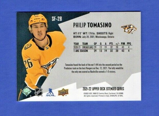 Philip Tomasino   2021-22 UD Ext. SPxFinite Radiance Silver #SF-28  2342/2999