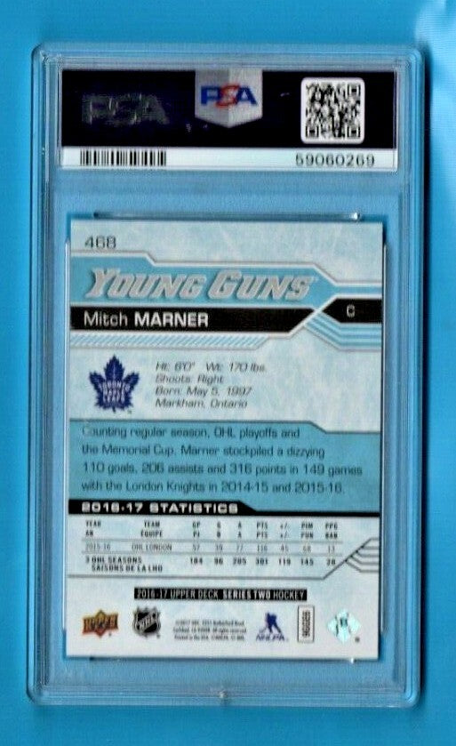 2016-17 Mitch Marner Upper Deck Series 2 Young Guns Rookie RC 2 Leafs #468 PSA 9