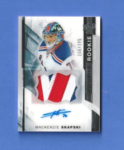 2014-15 Premier Rookie Mackenzie Skapski AUTO PATCH 3 Colors 156/375 Rangers