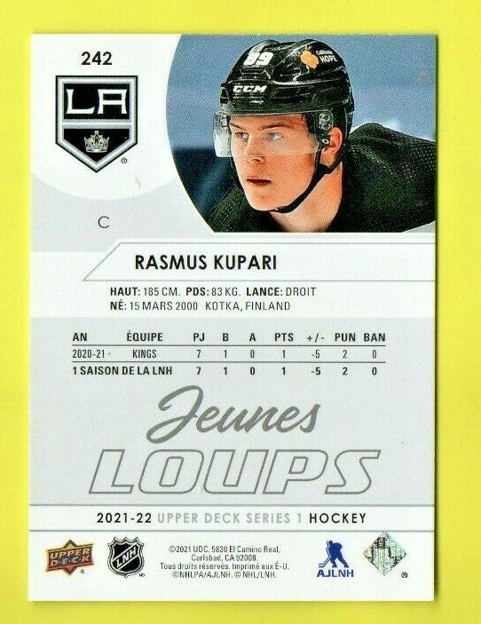 2021-22 Upper Deck Jeunes Loups Young Guns Rasmus Kupari #242 Los Angeles Kings 