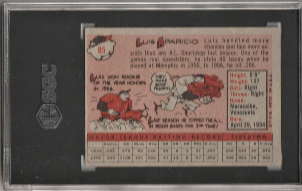 1958 Topps # 85  -  Luis Aparicio  -  Baseball Card  -  Chicago White Sox -  HOF
