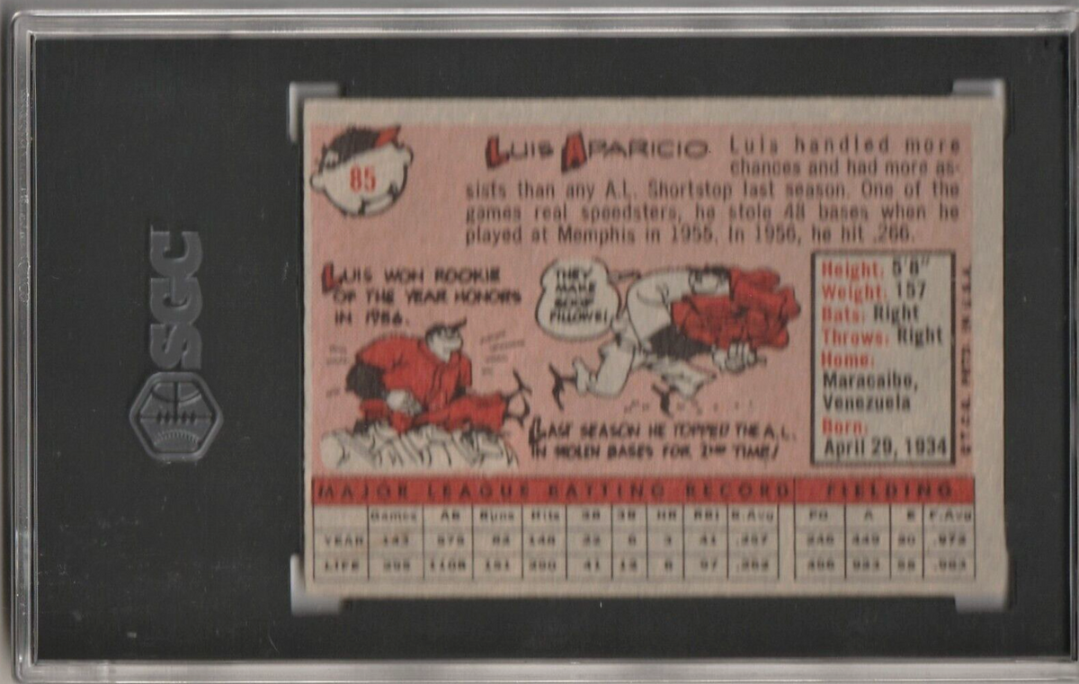 1958 Topps # 85  -  Luis Aparicio  -  Baseball Card  -  Chicago White Sox -  HOF