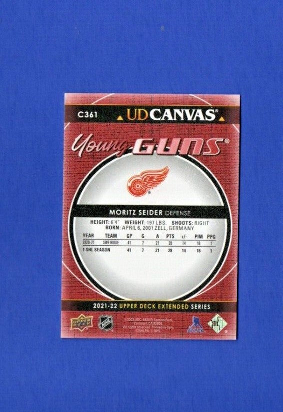 Moritz Seider 2021-22 Upper Deck Extended Canvas Young Guns SP RC Card #C361