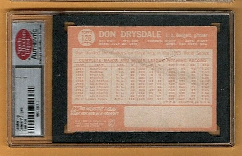 1964 TOPPS #120 DON DRYSDALE HOF SCD 3 VG -Los Angelos  Dodgers