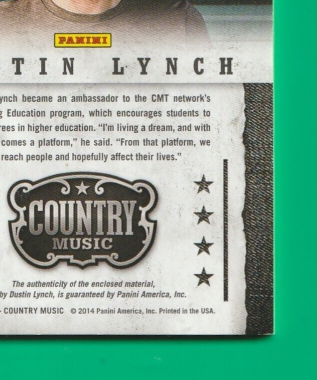 2014 Panini Country Music   Musician Materials Gold #M-DL  -  Dustin Lynch 65/99