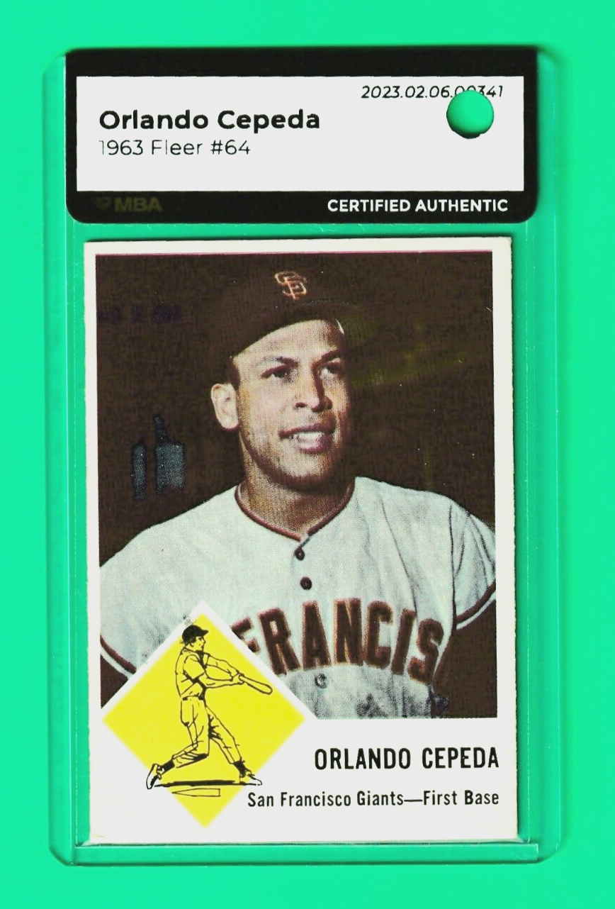 1963 Fleer  -  Orlando Cepeda  #64  -  San Francisco Giants    -   MBA AUTHENTIC