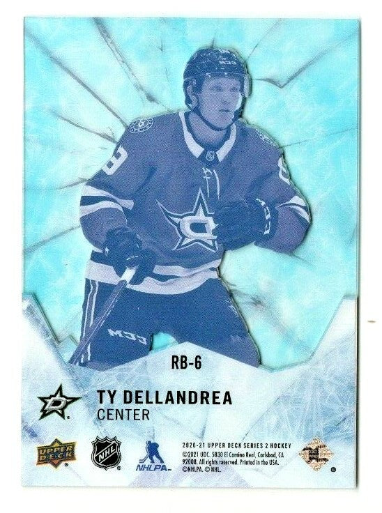 Ty Dellandrea 2020-21 Upper D. Series 2 ROOKIE BREAKOUTS ACETATE 008/100 STARS 